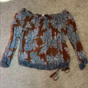 Women's Lucky Brand Paisley Off-Shoulder Top